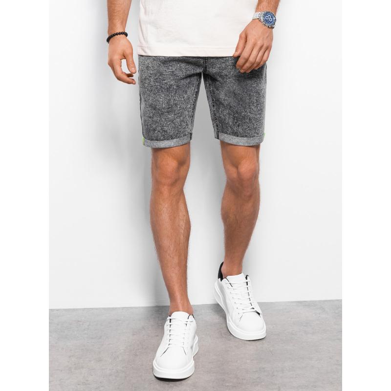 Férfi márványozott farmer rövidnadrág V2 OM-SRDS-0117 szürke