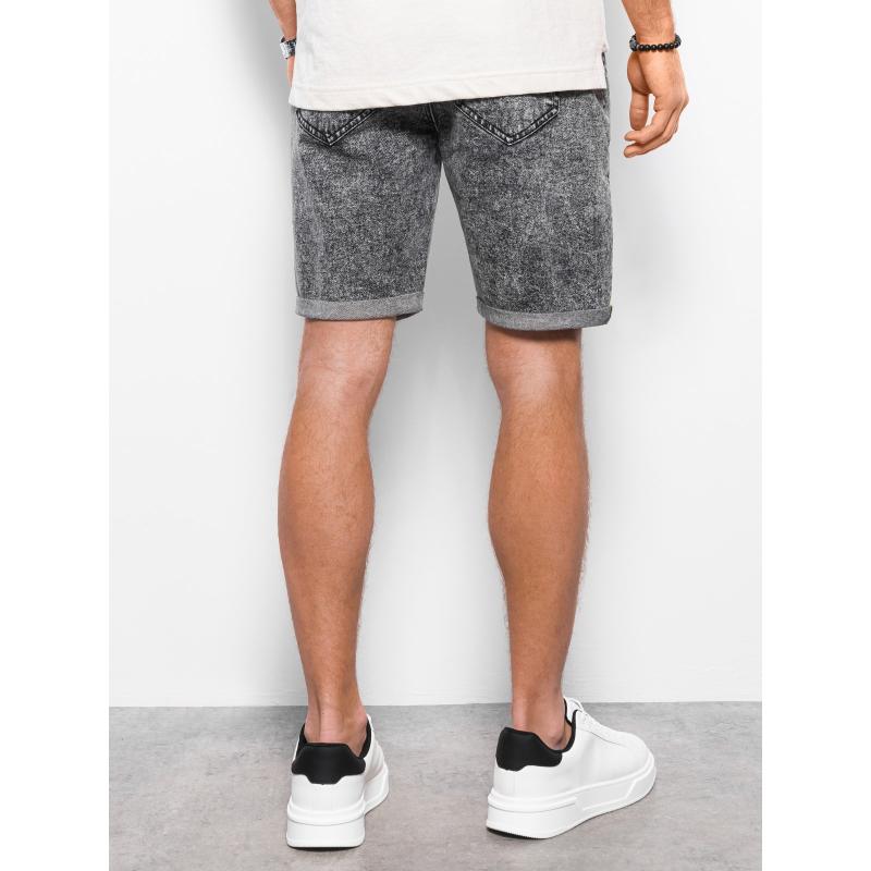 Férfi márványozott farmer rövidnadrág V2 OM-SRDS-0117 szürke