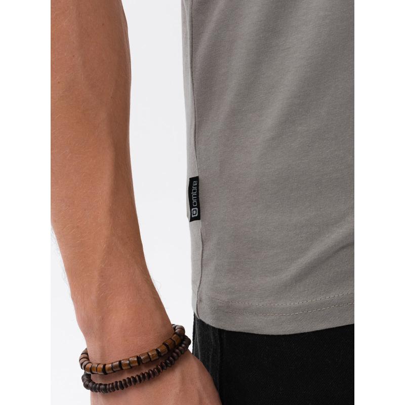 Pánske bavlnené tričko s potlačou V3 S1735 svetlohnedé