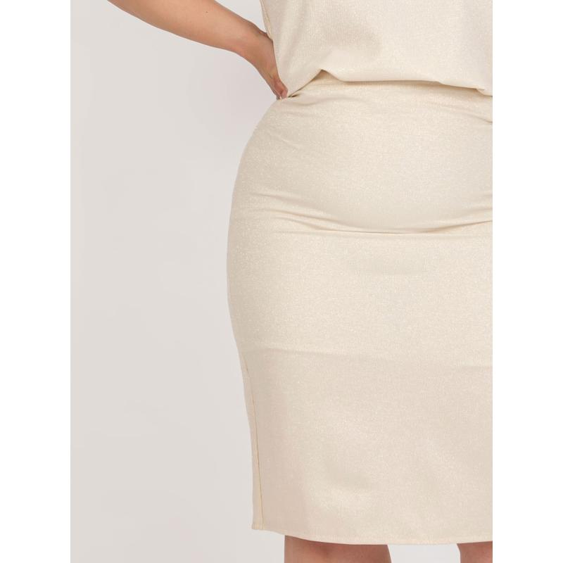 Dámská sukně s třpytivými nitkami plus size MONIQUA béžová 