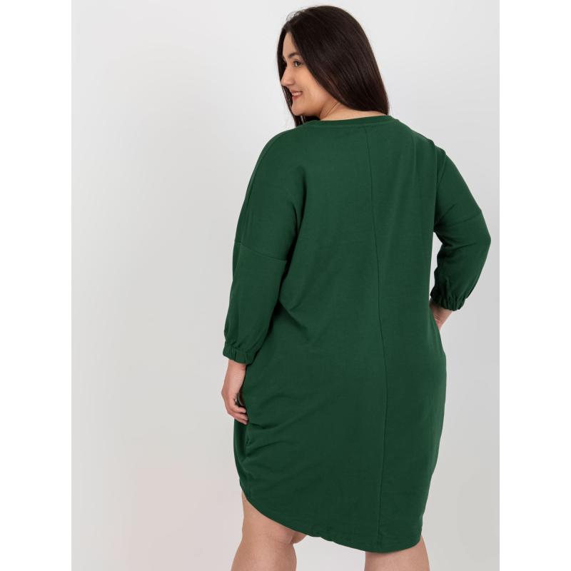 Női 3/4 ujjú plusz méretű ruha AUSTINE sötétzöld