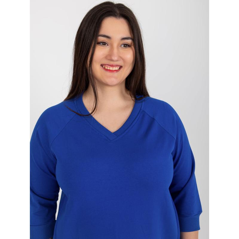 Dámské šaty s 3/4 rukávy mini plus size JOELLEN kobaltové  