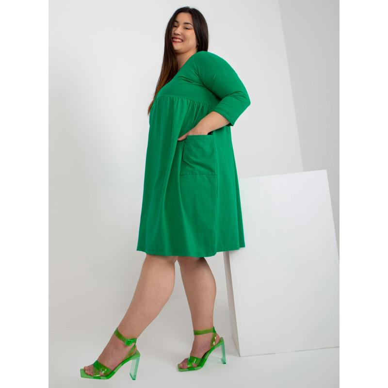 Dámské šaty z bavlny rozšířené plus size AUDREE zelené  