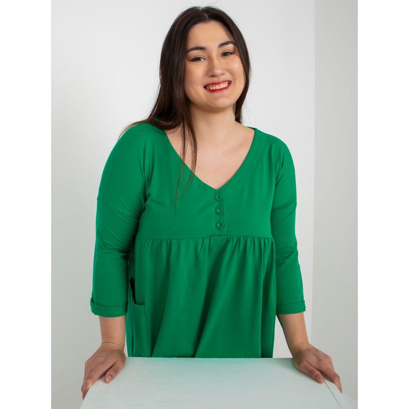 Dámské šaty z bavlny rozšířené plus size AUDREE zelené  