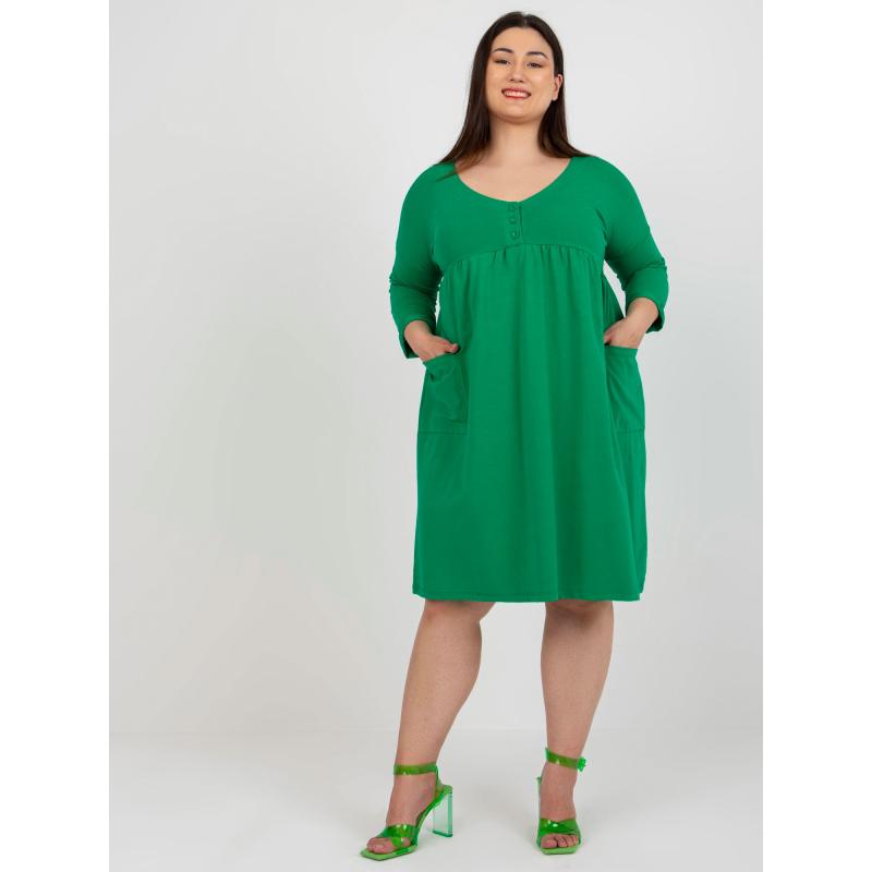 Dámské šaty z bavlny rozšířené plus size AUDREE zelené  