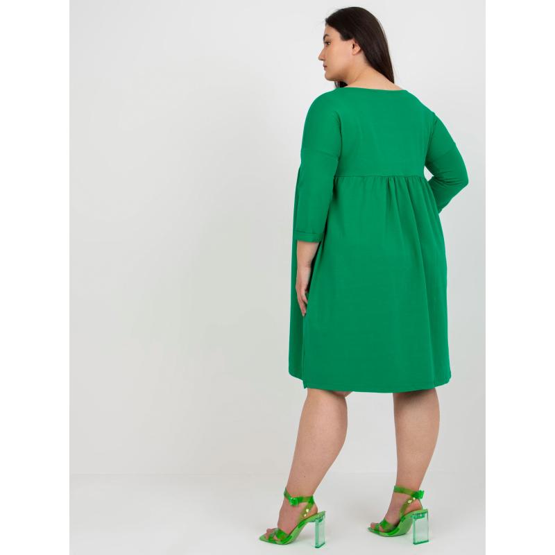 Dámské šaty z bavlny rozšířené plus size AUDREE zelené  