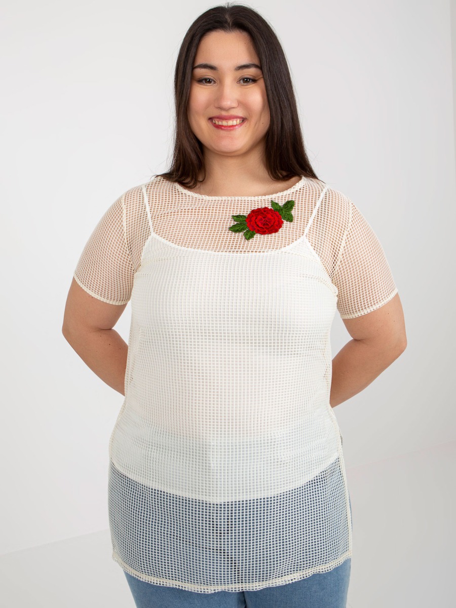 Dámska blúzka s aplikáciou plus size TONIA svetlo béžová