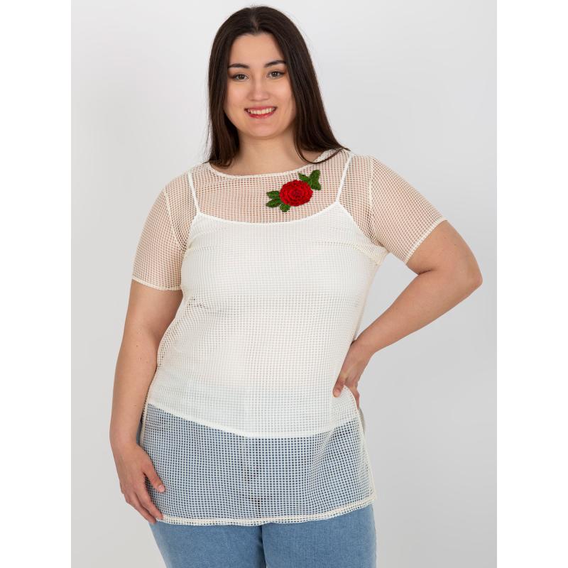 Női blúz applikációval, plus size TONIA világos bézs