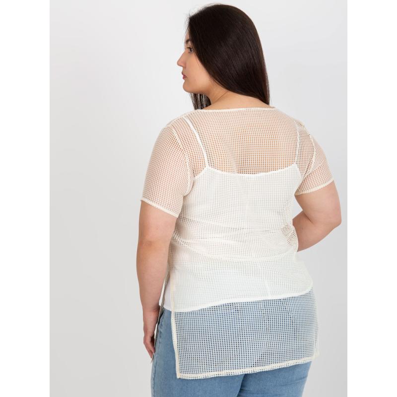 Női blúz applikációval, plus size TONIA világos bézs