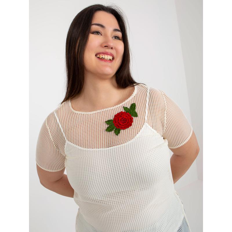 Női blúz applikációval, plus size TONIA világos bézs