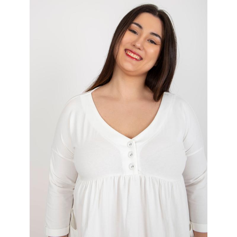Dámské šaty bavlněné plus size s kapsami CHERI ecru 