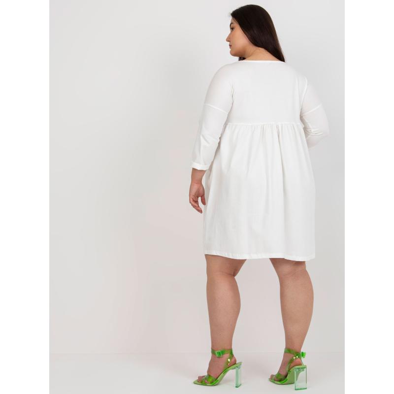 Dámské šaty bavlněné plus size s kapsami CHERI ecru 