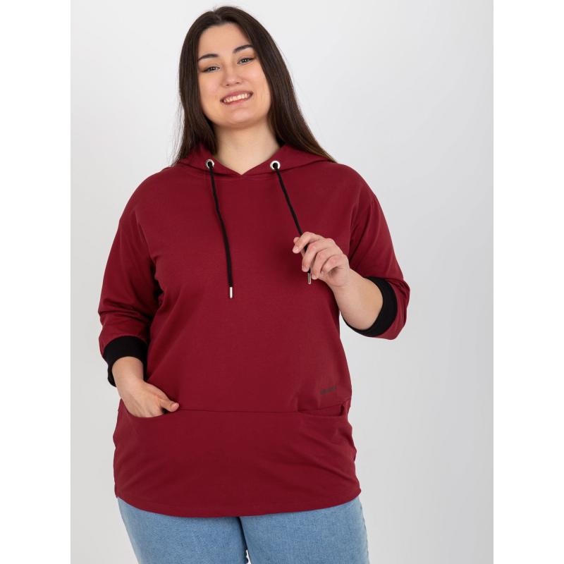 Női blúz plus size nyomtatással HANRIETTA bordó