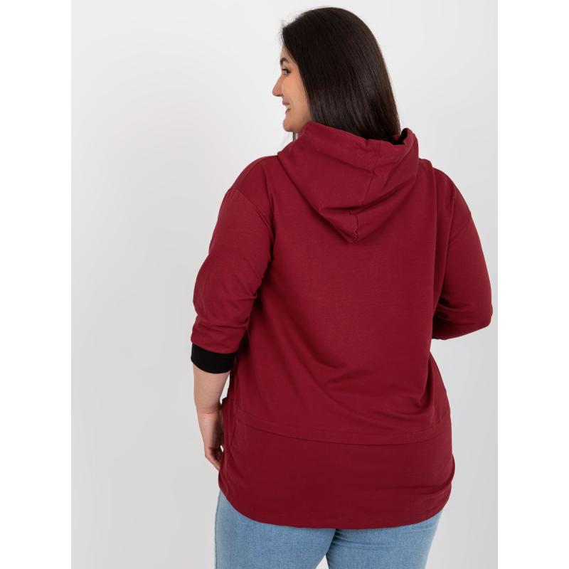 Női blúz plus size nyomtatással HANRIETTA bordó