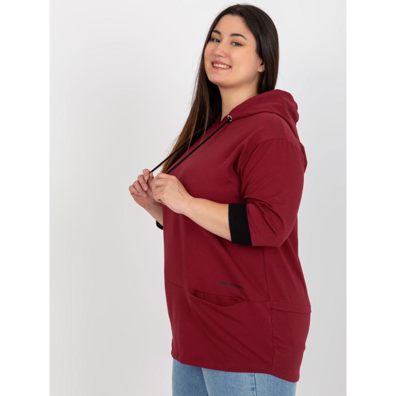 Női blúz plus size nyomtatással HANRIETTA bordó