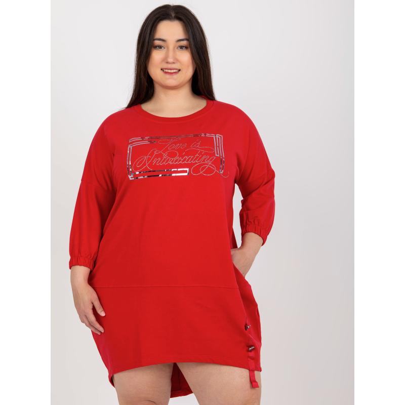 Női plus size pulóver ruha VOLETA piros