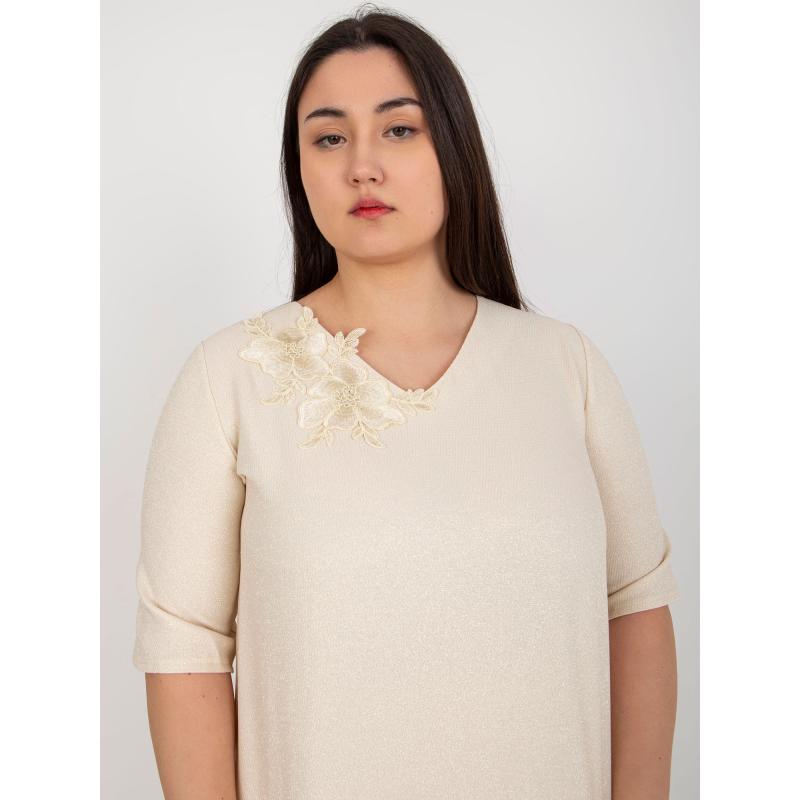 Női rövid ujjú blúz plus size FANA bézs bézs