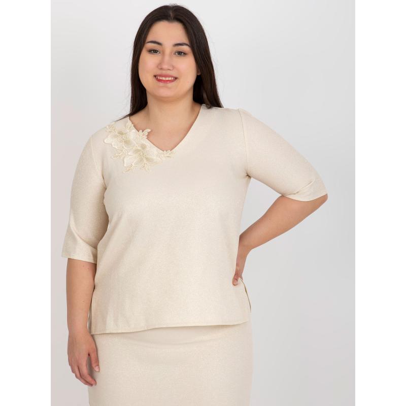 Női rövid ujjú blúz plus size FANA bézs bézs