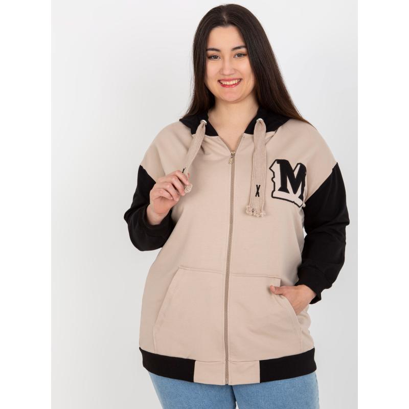 Női plus size blúz applikációval DESARE bézs-fekete bézs színű