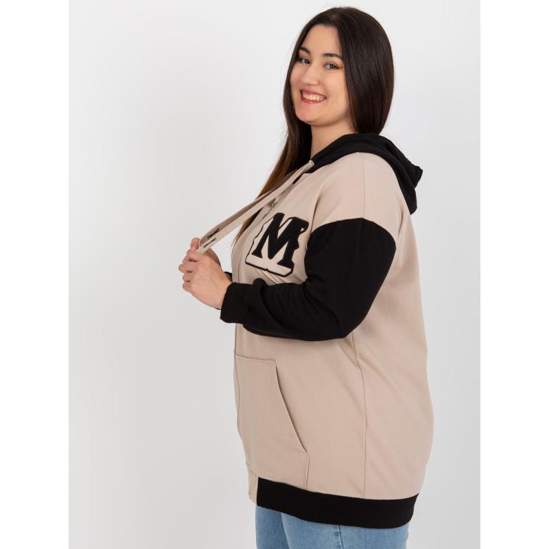 Női plus size blúz applikációval DESARE bézs-fekete bézs színű