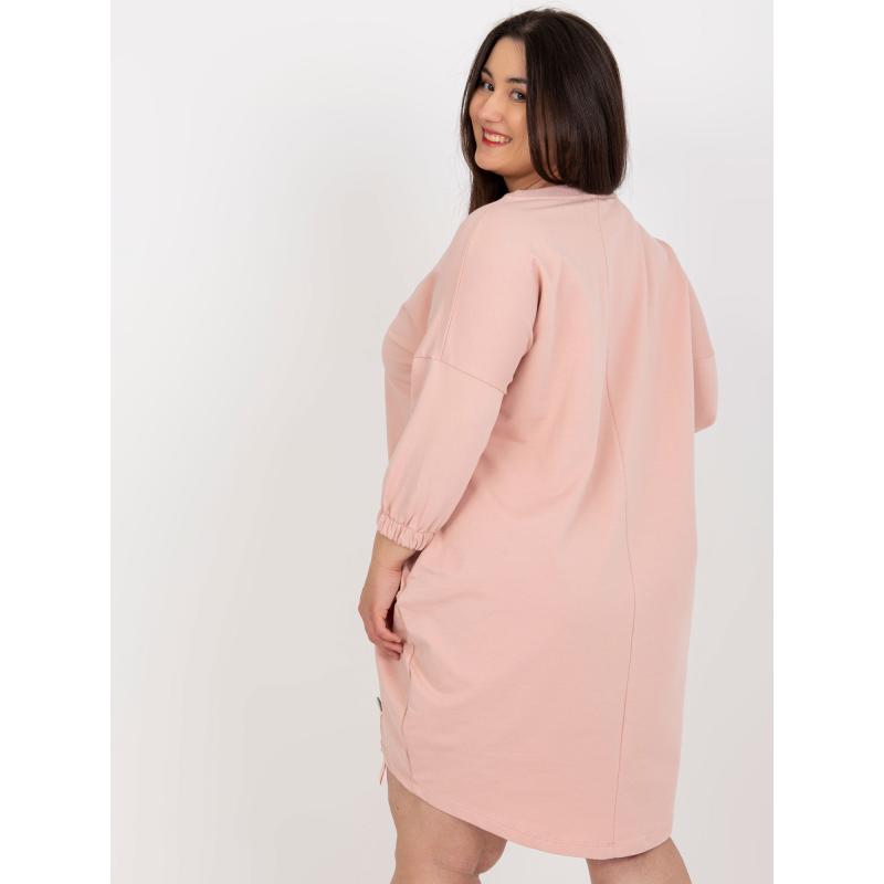 Dámské šaty s aplikací plus size midi SINI růžové 