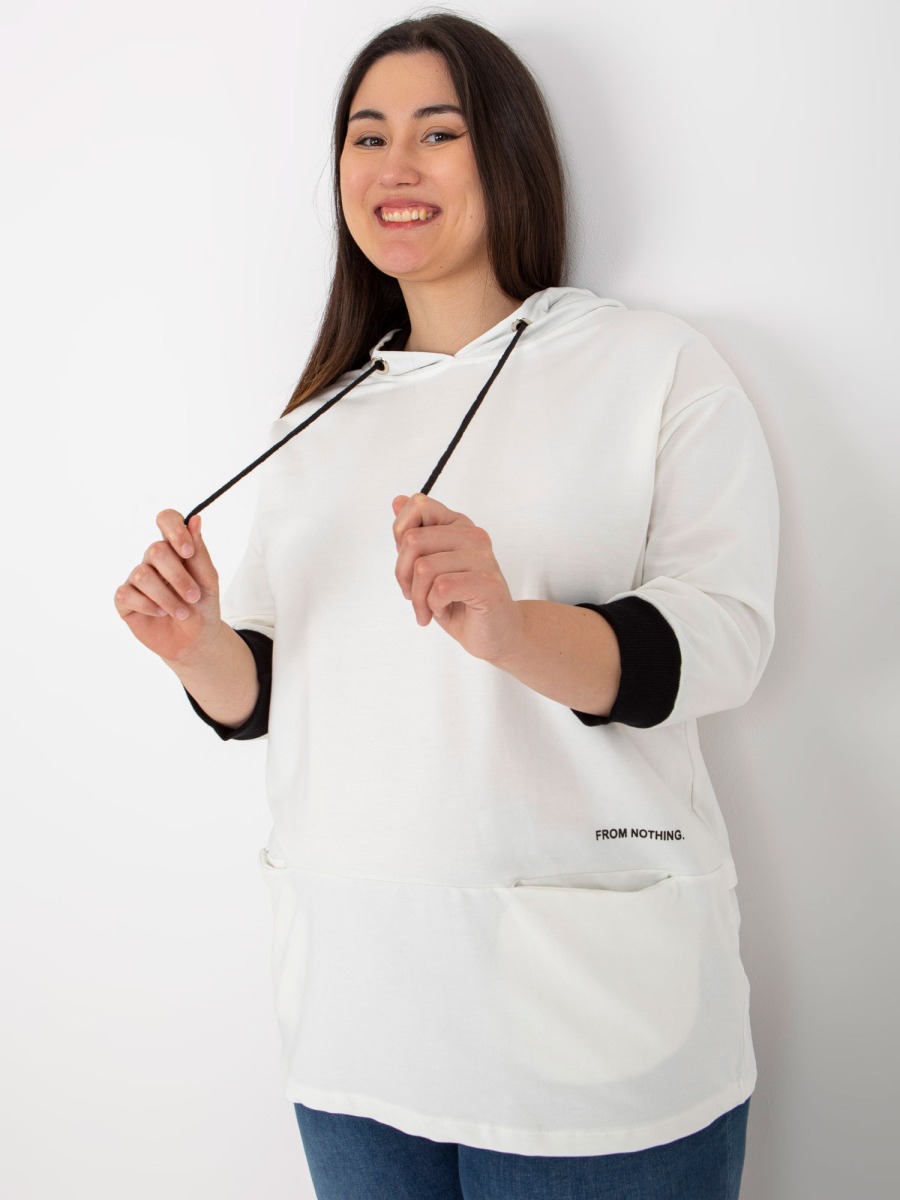 Női plus size pamut blúz PHILLIPA ekrü színben