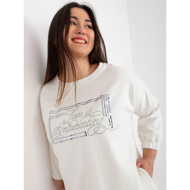 Dámské šaty s ozdobnými knoflíky plus size LIPA ecru  