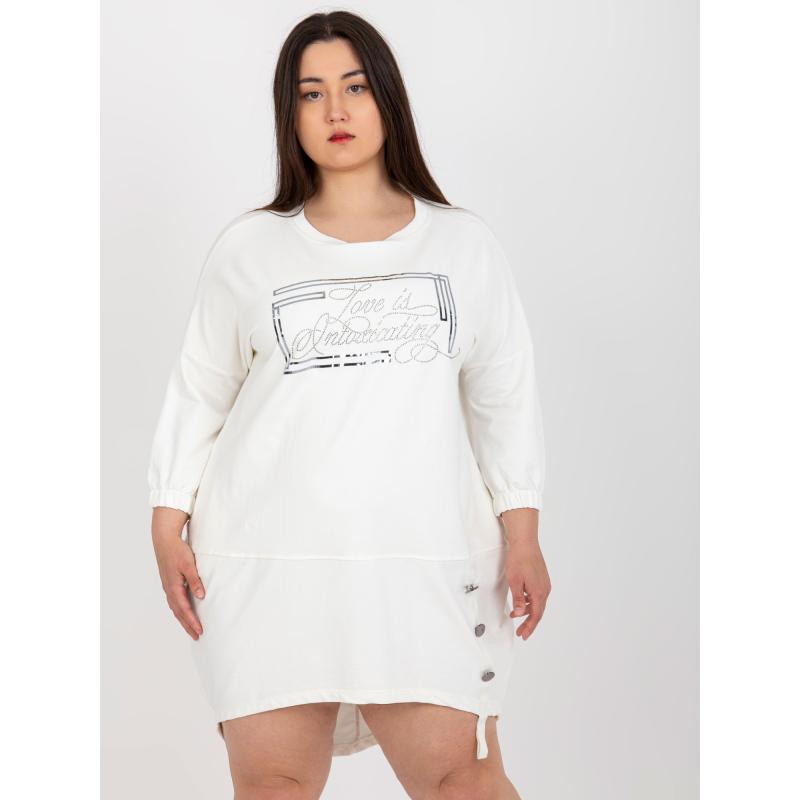 Dámské šaty s ozdobnými knoflíky plus size LIPA ecru  
