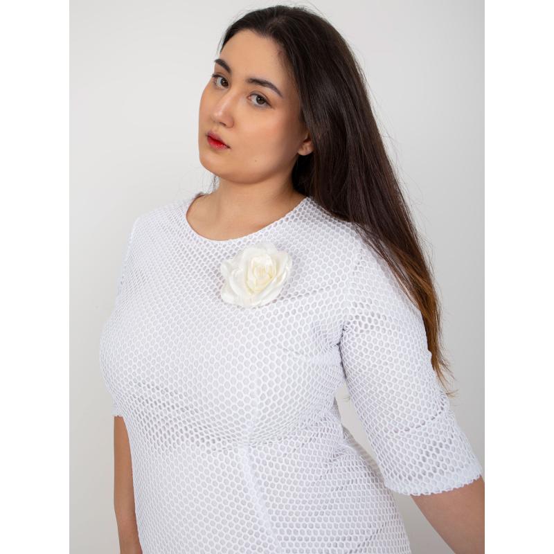 Dámské šaty s 3/4 rukávy elegantní plus size LAVERNA bílé 