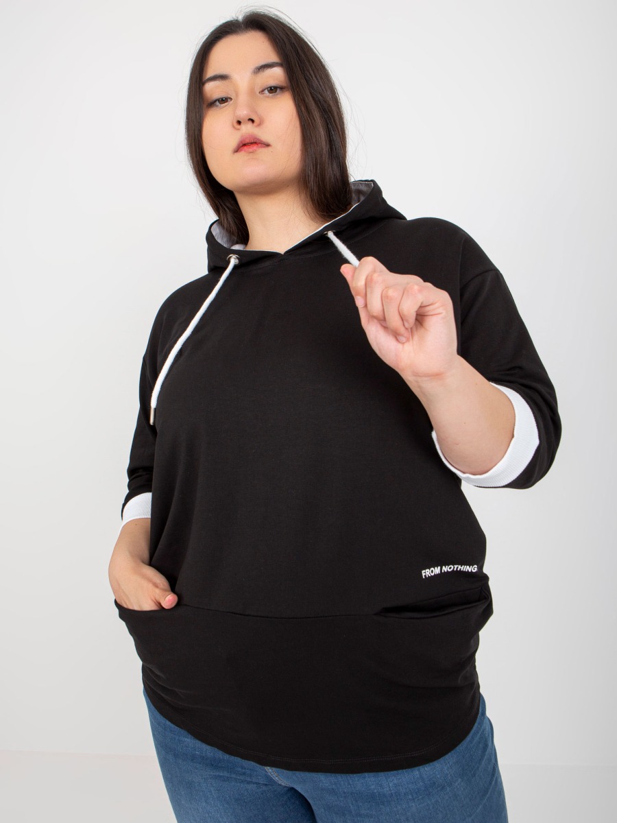 Női plus size pulóver zsebekkel ELISA fekete