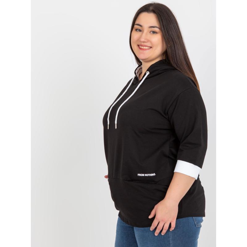 Női plus size pulóver zsebekkel ELISA fekete