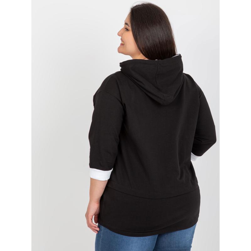 Női plus size pulóver zsebekkel ELISA fekete