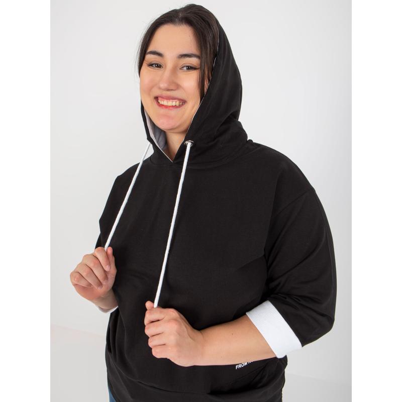 Női plus size pulóver zsebekkel ELISA fekete