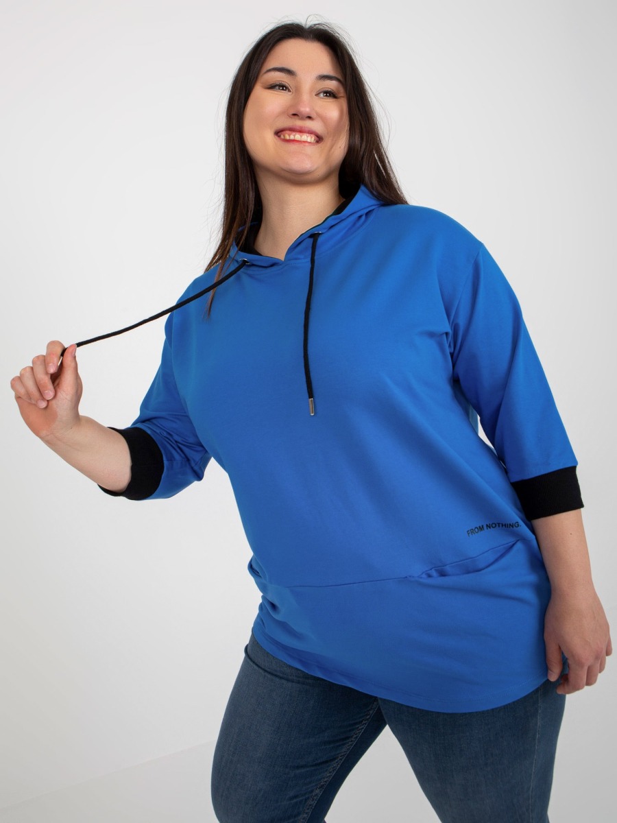 Női kapucnis pulóver plus size JULE sötétkék