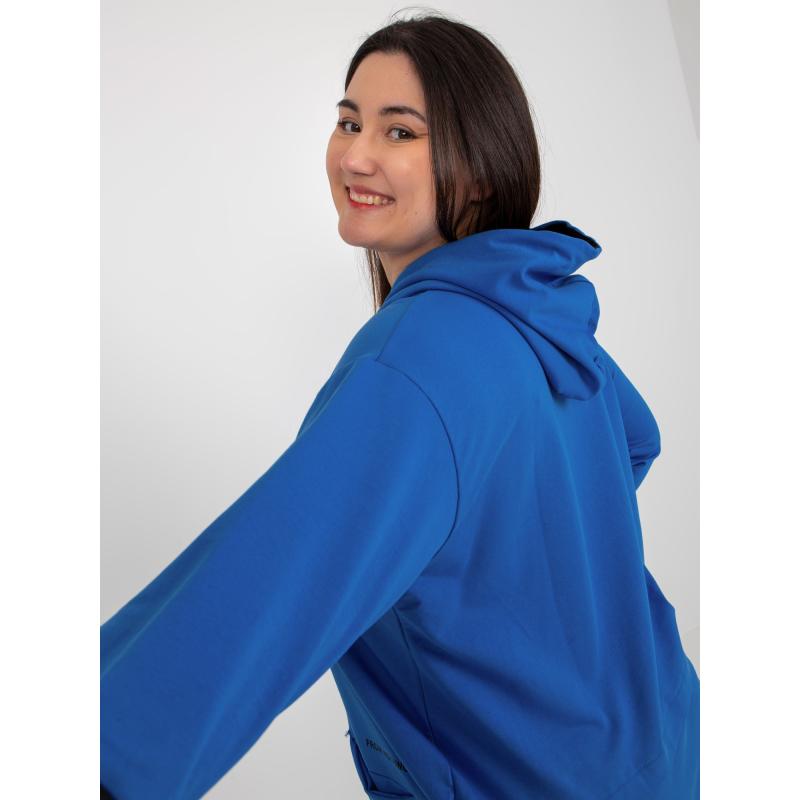 Női kapucnis pulóver plus size JULE sötétkék
