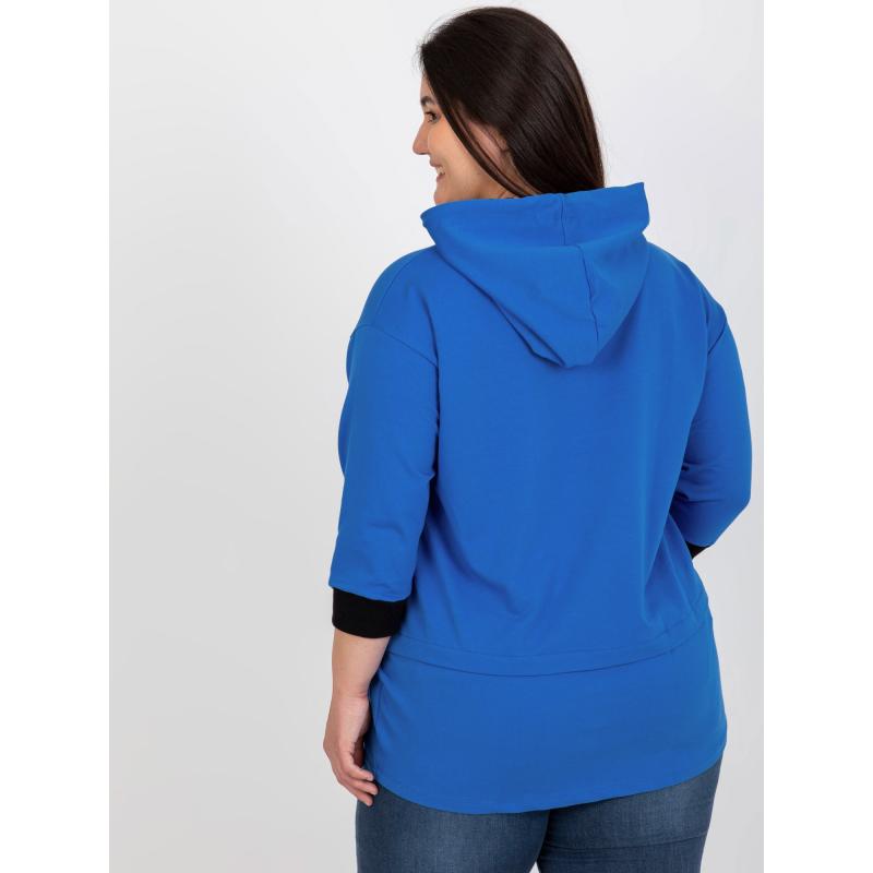 Női kapucnis pulóver plus size JULE sötétkék