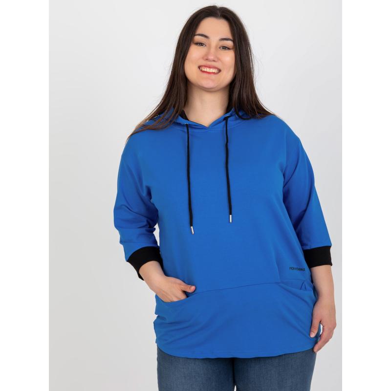 Női kapucnis pulóver plus size JULE sötétkék