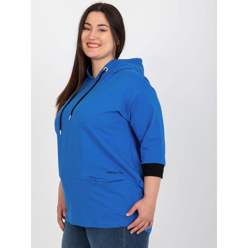 Női kapucnis pulóver plus size JULE sötétkék