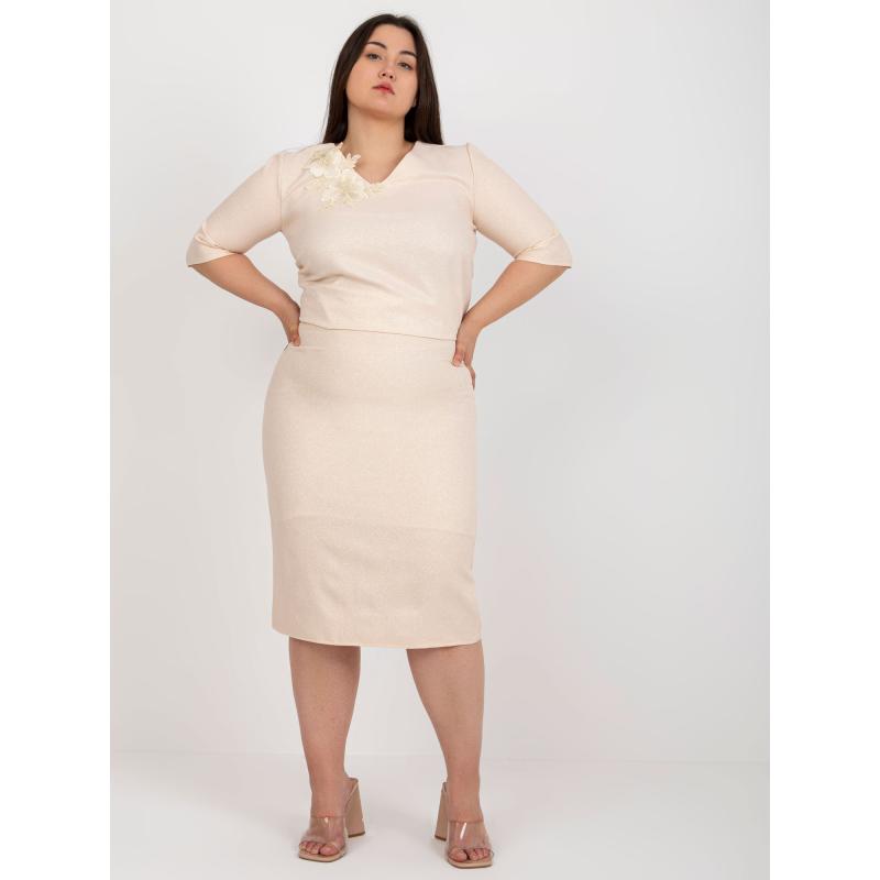 Dámská sukně plus size broskvová ANCELIN světle 