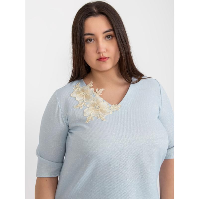 Női rövid ujjú blúz plus size GISELLE világoskék