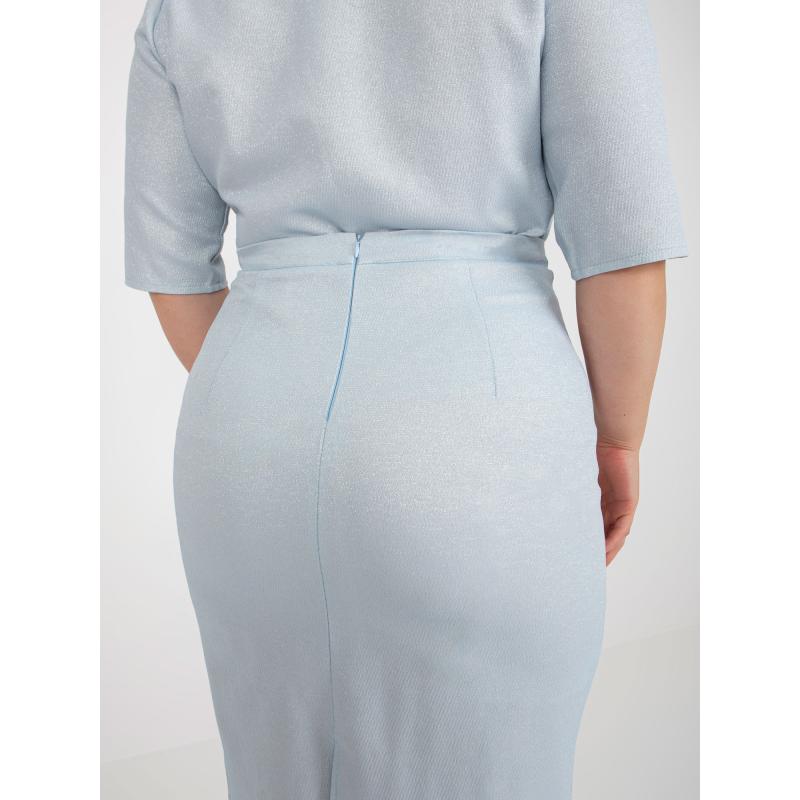 Dámská sukně plus size ELLE světle modrá 