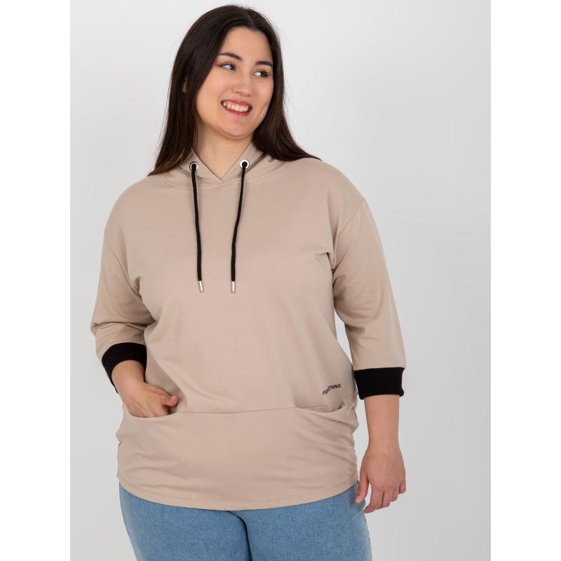 Női blúz zsebekkel plus size JOLIE sötétbézs sötétbézs