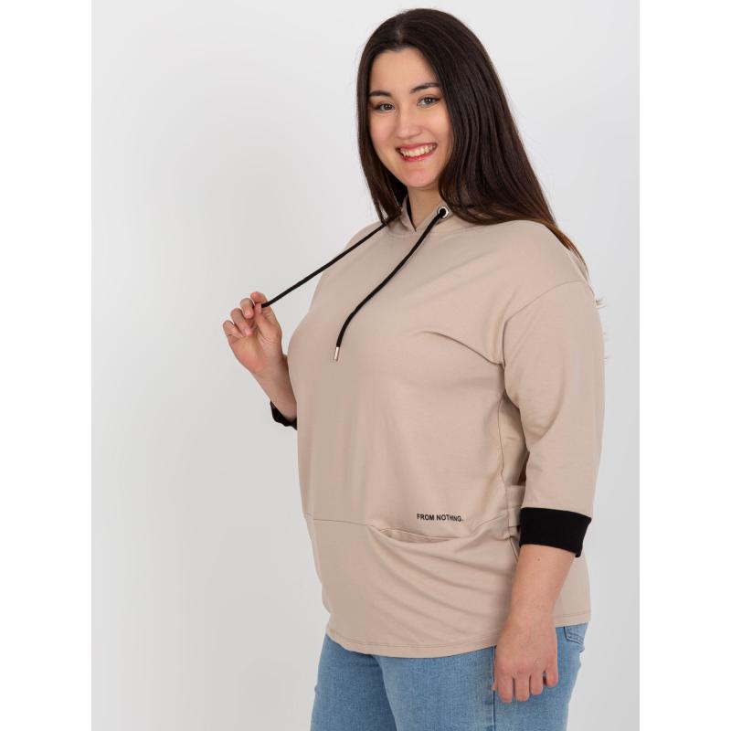 Női blúz zsebekkel plus size JOLIE sötétbézs sötétbézs