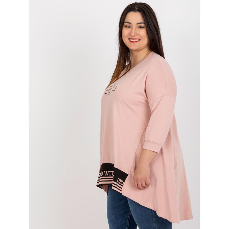 Női 3/4 ujjú tunika plus size PANSY rózsaszínű