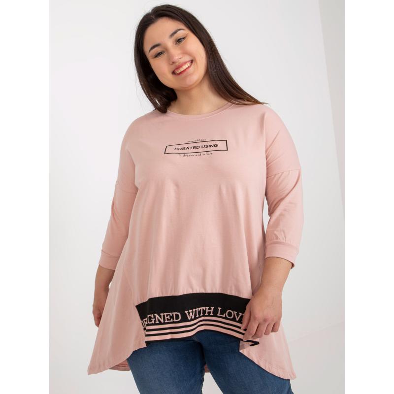 Női 3/4 ujjú tunika plus size PANSY rózsaszínű