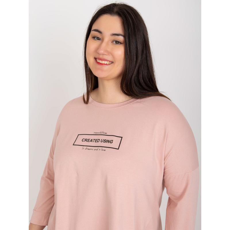 Női 3/4 ujjú tunika plus size PANSY rózsaszínű