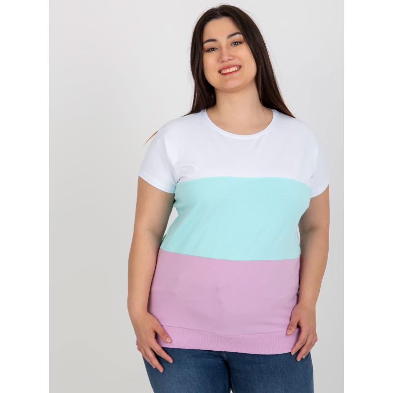 Dámská halenka s kulatým výstřihem plus size AUDREE bílo-mátová  