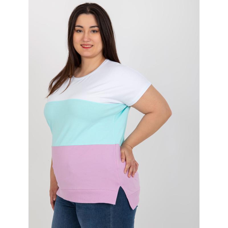 Dámská halenka s kulatým výstřihem plus size AUDREE bílo-mátová  