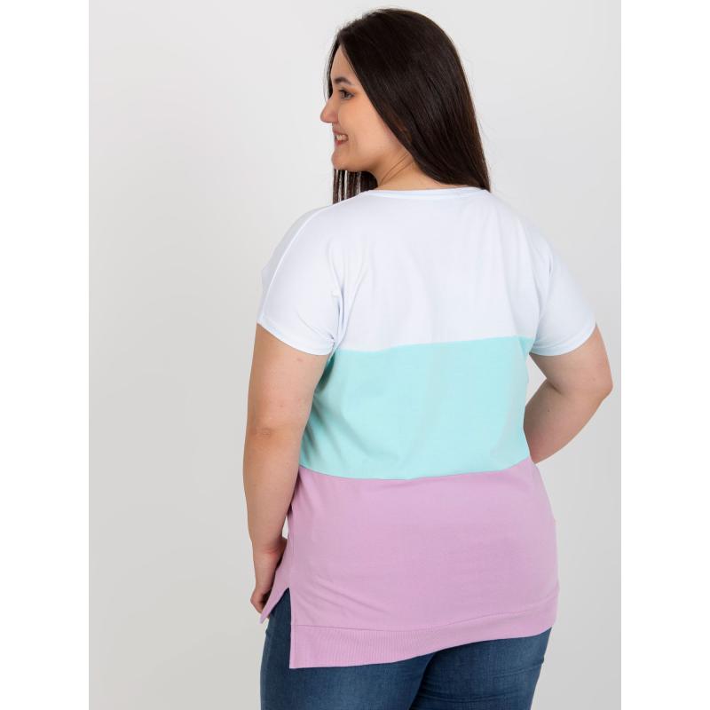 Dámská halenka s kulatým výstřihem plus size AUDREE bílo-mátová  