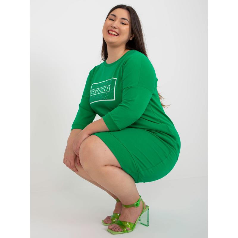 Dámské šaty s nápisem bavlněné plus size ROUX zelené 
